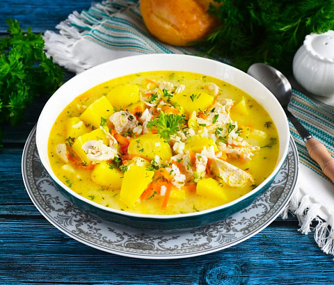 Куриный суп с плавленым сыром