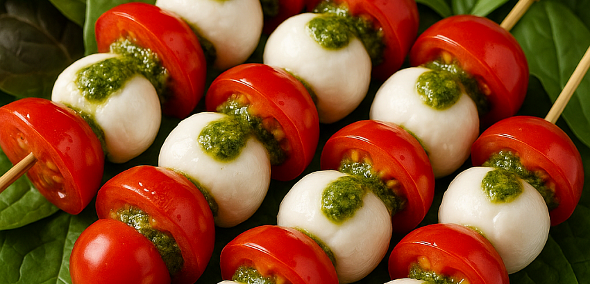 Закуска из канапе капрезе