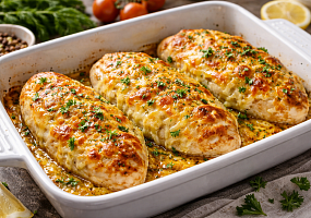 Куриная грудка с запеченым сыром 