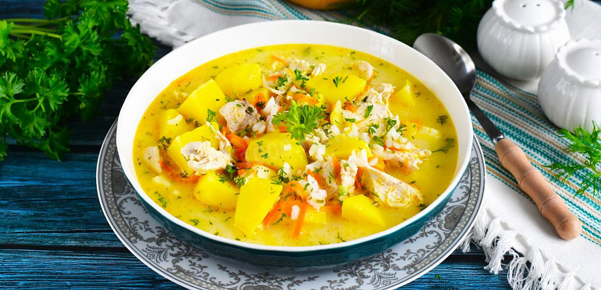 Куриный суп с плавленым сыром