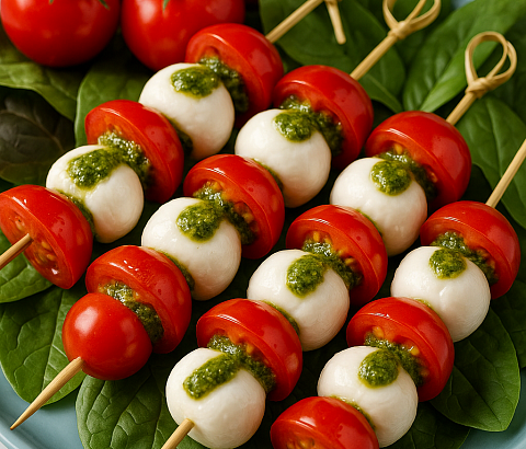 Закуска из канапе капрезе