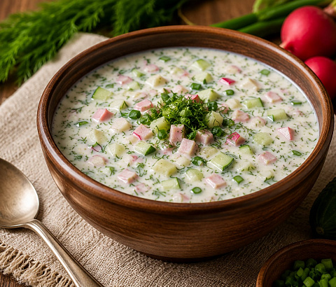 Лёгкая окрошка на кефире